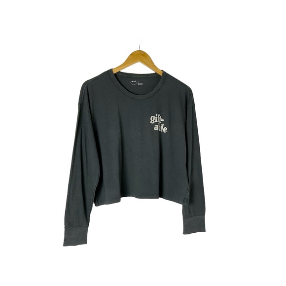 aerie Tops - Aerie Long Sleeve Cropped Lounge Tee Size Small Dark Blue‎